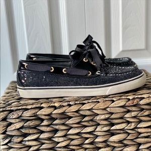 Black Sequin Sperry Top-Siders